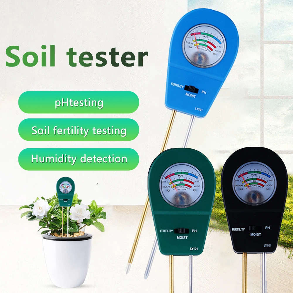 LY101 Soil Moisture Fertility Alkalinity PH Tester 3in1 Garden Flower Moisture Sensor Meter Plant Acidity Humidity Testing Tools soil moisture sensor soil tester ph meter