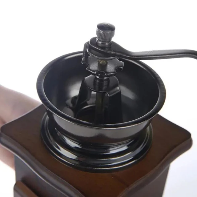 Wooden Manual Coffee Bean Grinder Retro Style with Ceramic Millston Spice Burr MillCoffee Utensils Stainless Steel Handle 6