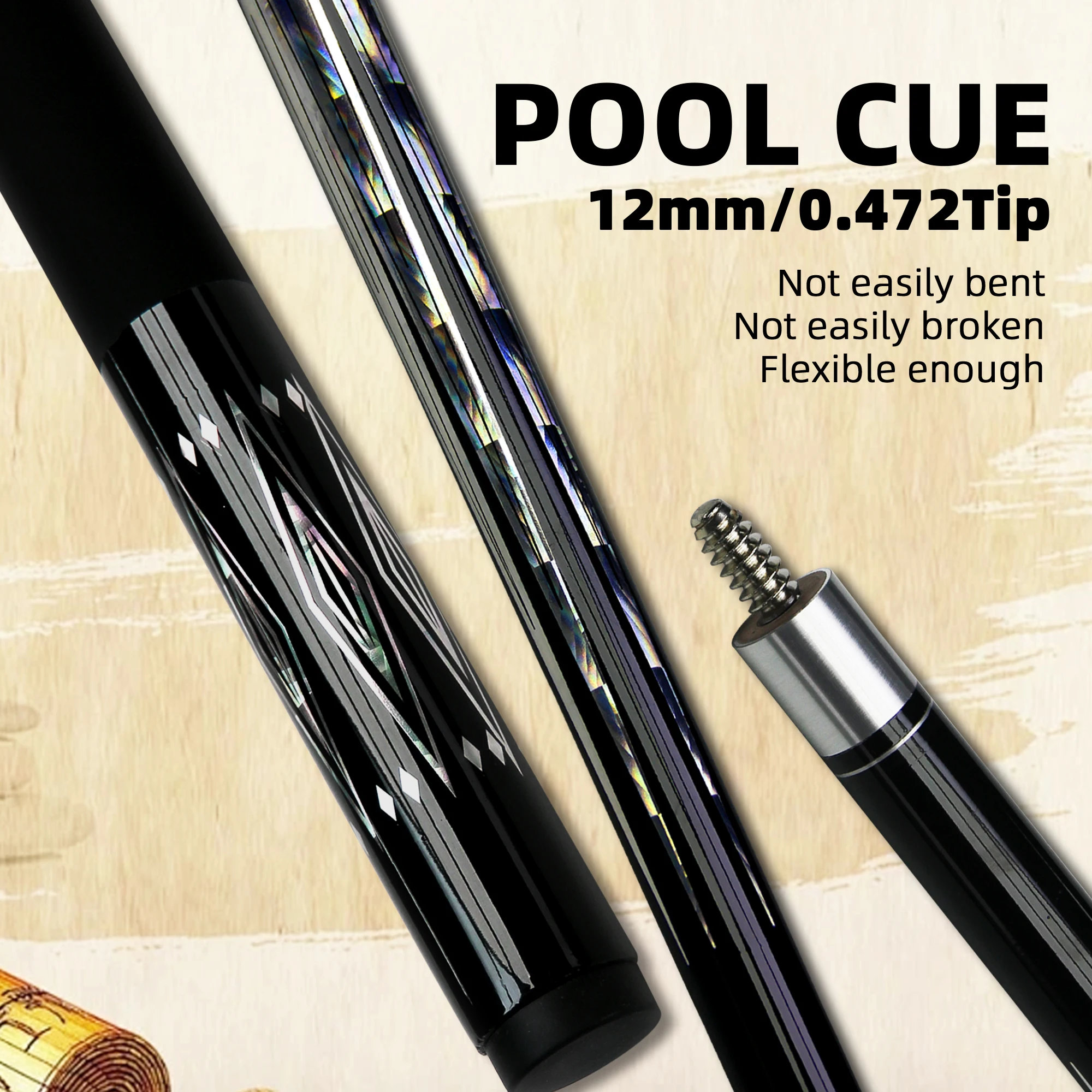 "Professional Silver Four-point Marker Billiard Cue - 12mm Glass Fiber Pool Stick for Ultimate Precision and Performance" 1