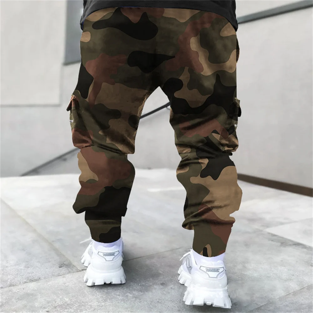 High quality men's pants cashew flower casual sports Haren pants loose high street multi-bag overalls Fashionable streetwear