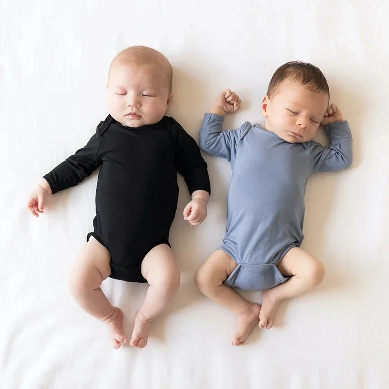 2025 Newborn Unisex Clothes Custom Bamboo Fiber Long Sleeve Baby Romper Infant Pajamas Boy Girl Jumpsuit Costume Body Suit 2