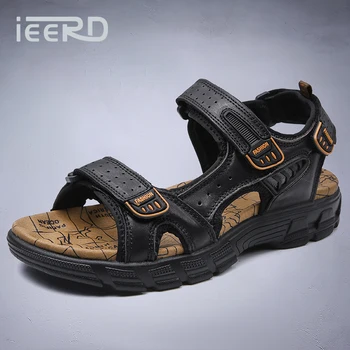 Sandali estivi da uomo per bambini all'aperto Scivoli in pelle fresca antiscivolo con supporto per l'arco plantare e massaggio Sandali da spiaggia taglie forti 1