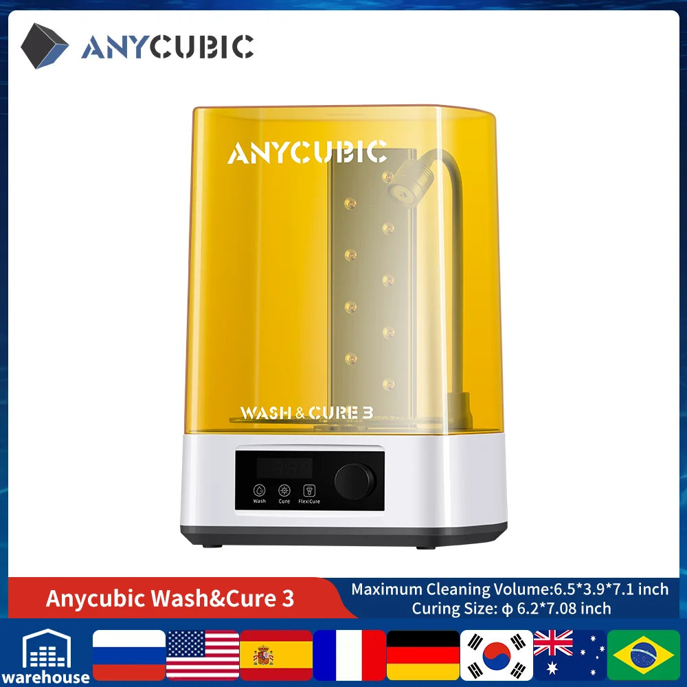 ANYCUBIC Wash & Cure 3 для фотонной моно 2 в 1, отверждаемая стиральная машина для SLA LCD 3d принтера с новыми лампами Gooseneck ANYCUBIC Wash & Cure 3 для фотонной моно 2 в 1, отверждаемая стиральная машина для SLA LCD 3d принтера с новыми лампами Gooseneck