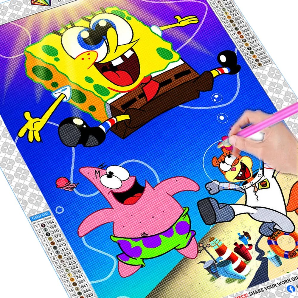 SpongeBob Diamond Art Painting Cartoon Character Embroidery Patrick Star  Diamond Mosaic Cross Stitch Children's DIY Home Decor - AliExpress