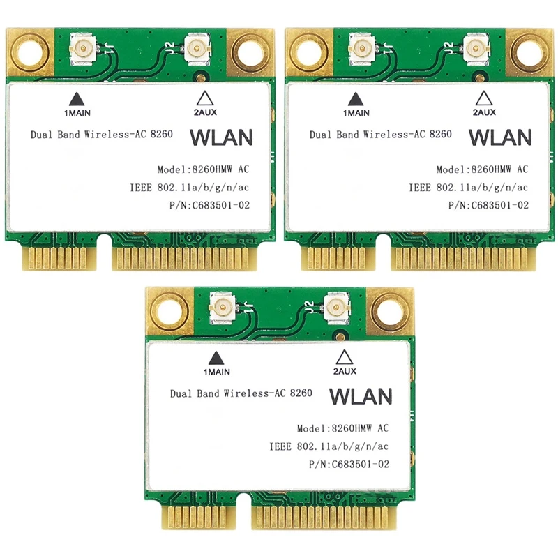 

NEW-3X 1200Mbps Network Card 8260Hmw Ac 2.4G+5G Mini Pci-E Card 4.2 Bluetooth Wifi Card 802.11Ac 867Mbps For Laptop