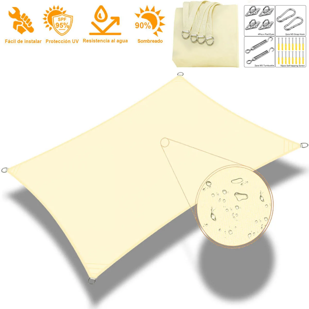 95% UV Blocking Sun Shade Sail for Patio Garden Yard Backyard Camping Pool