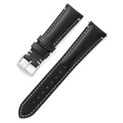 Elegant Horse Leather Watch Strap - Premium Smartwatch Band Accessories, Available in 20mm, 22mm, and 24mm Sizes - 22mm (Black)