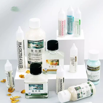 Inchiostro per mascheratura per acquerello, liquido bianco, gel bianco in bottiglia, tubetto con ago, pittura a mano per acquerello, liquido bianco per pittura