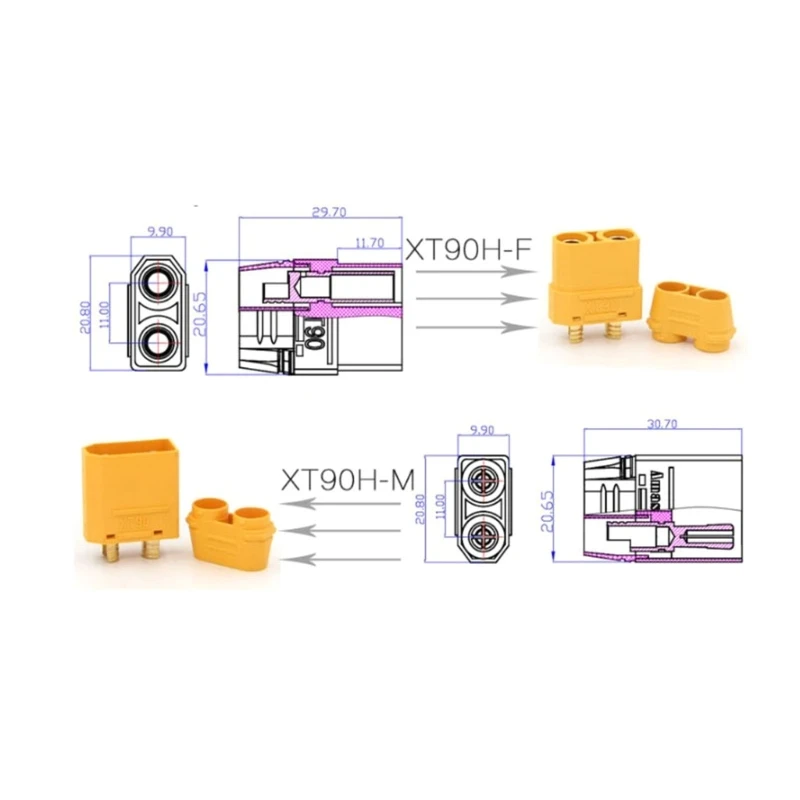 프리미엄 XT90 연장 코드 10AWG 발전소 및 원격 제어 모델 H8WD용 전원 케이블