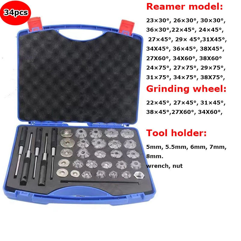 34Pcs Automotive Valve Seat Reamer Set Alta Qualidade Válvula Assento