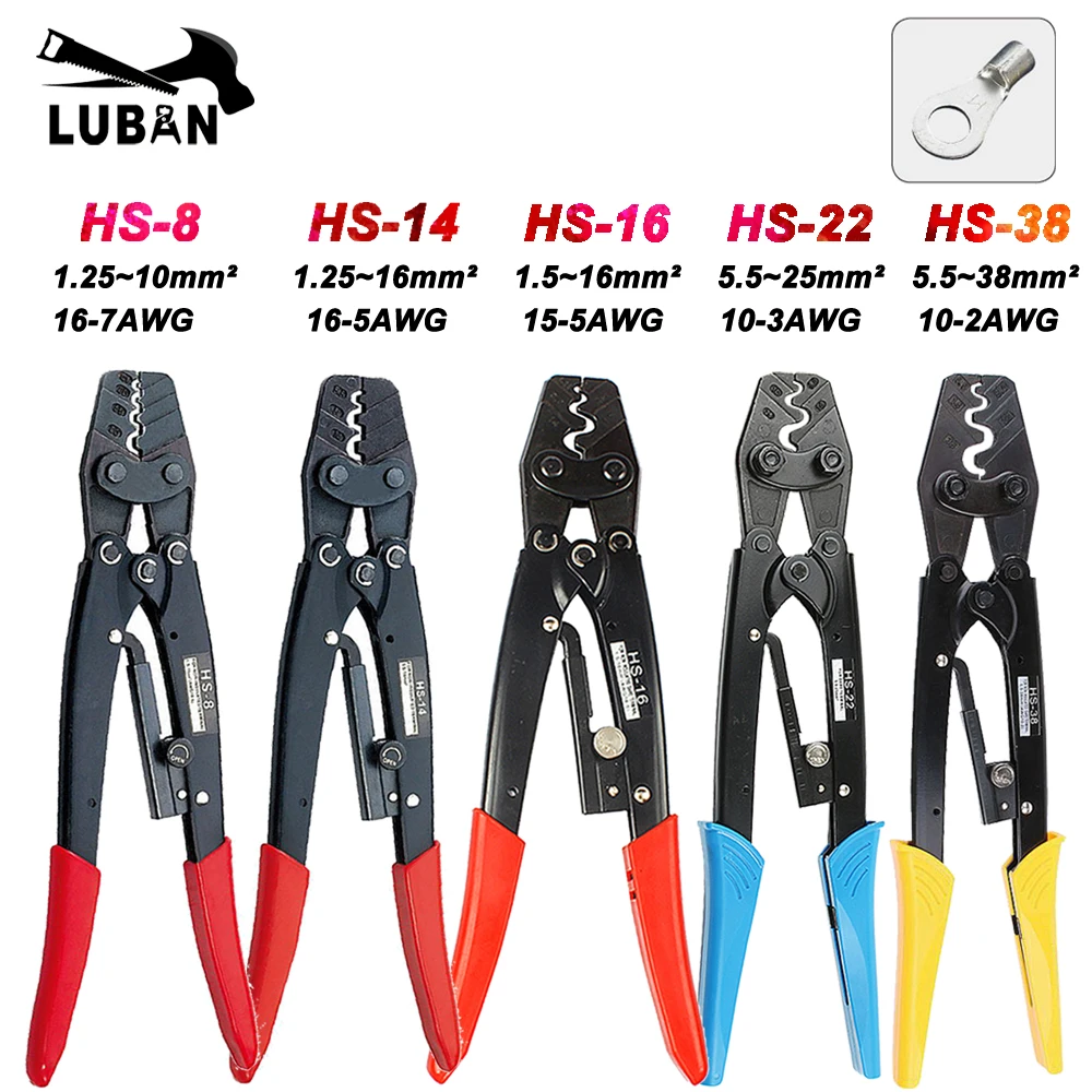 

Non-Insulated Terminals Crimper 1.25-38mm Easy Crimp Pliers Wire Connector Electrician Tool Brass & Copper SNB RNB SC UT OT