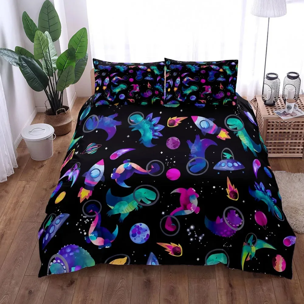 Happy Linen Company Funda Nórdica Infantil Reversible De Dinosaurios: Suave Mezcla Algodón, Tamaño Bebé (120x150cm + Funda Almohada)