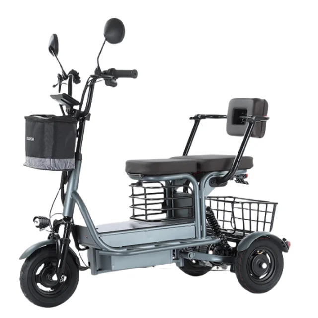 Tricycle électrique puissant pour parents, enfants et adultes, 3 roues, pour personnes âgées, 2 places, batterie 800W amovible, longue autonomie, scooter électrique 60 km 1