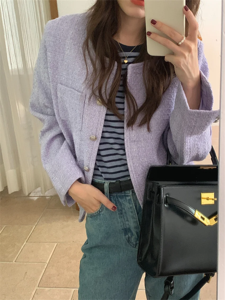 Arazooyi Weave Blazers Fashion Women Office Wear Lady Autumn 2023 Elegant All Match Chic New Slim-Fit High Street Coats