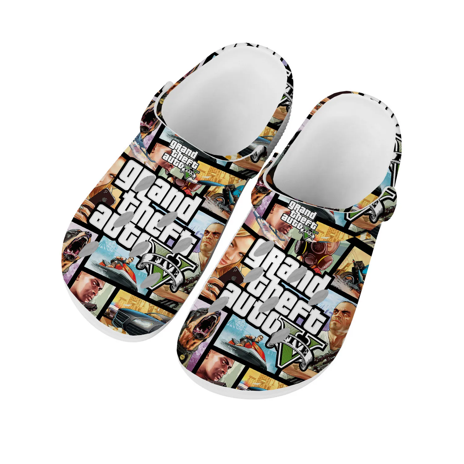 

Сабо Grand Theft Auto V 5 для мужчин и женщин, обувь для дома и досуга, для подростков, изготовленная на заказ, тапочки с отверстиями для сада, пляжа, GTA Five Game