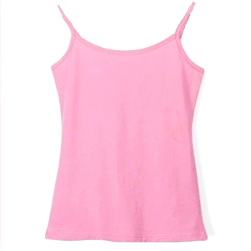 Women Summer Basic Solid Color Sleeveless Camisole Spaghetti Strap