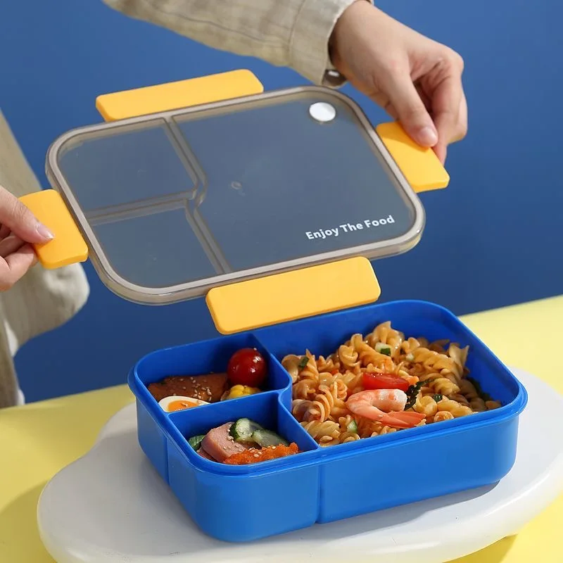 1개 일본식 3칸 누수 방지 도시락통(식기 포함), 학교, 사무실 및 여행에 적합
