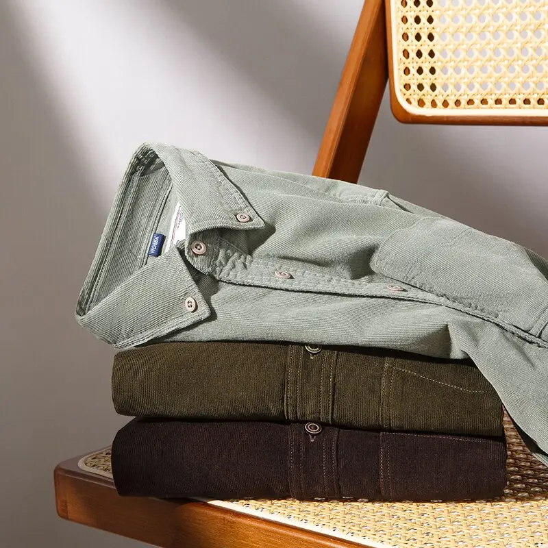 mens shirts streetwear camisas men clothing Cotton corduroy long-sleeved shirt camisa casual hombre kemeja pria koreastyle y2k