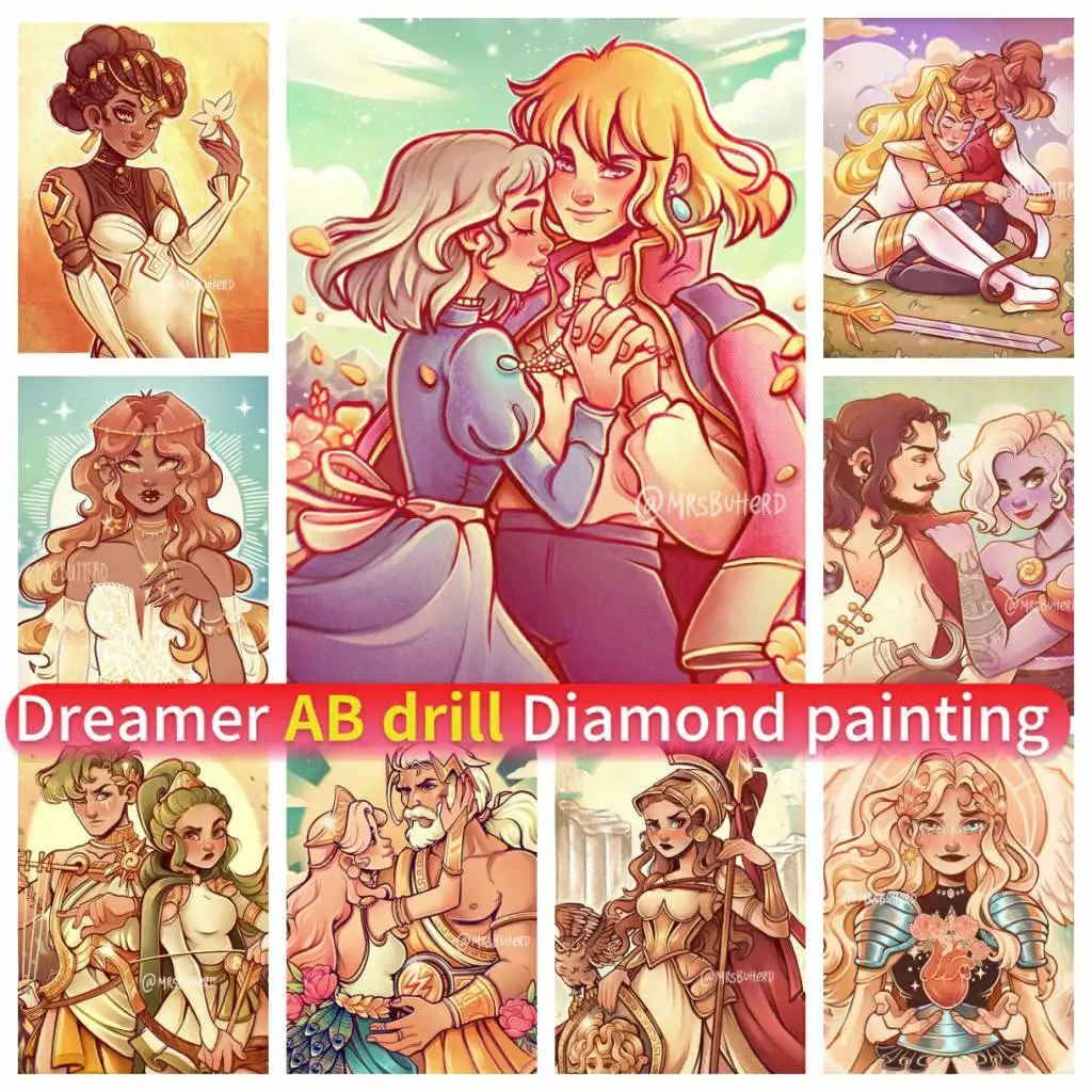 

Princess and Prince Art Mosaic AB Diamond Painting DIY 5D Cartoon Rhinestones Embroidery Corss Stitch Full Drill Round Square