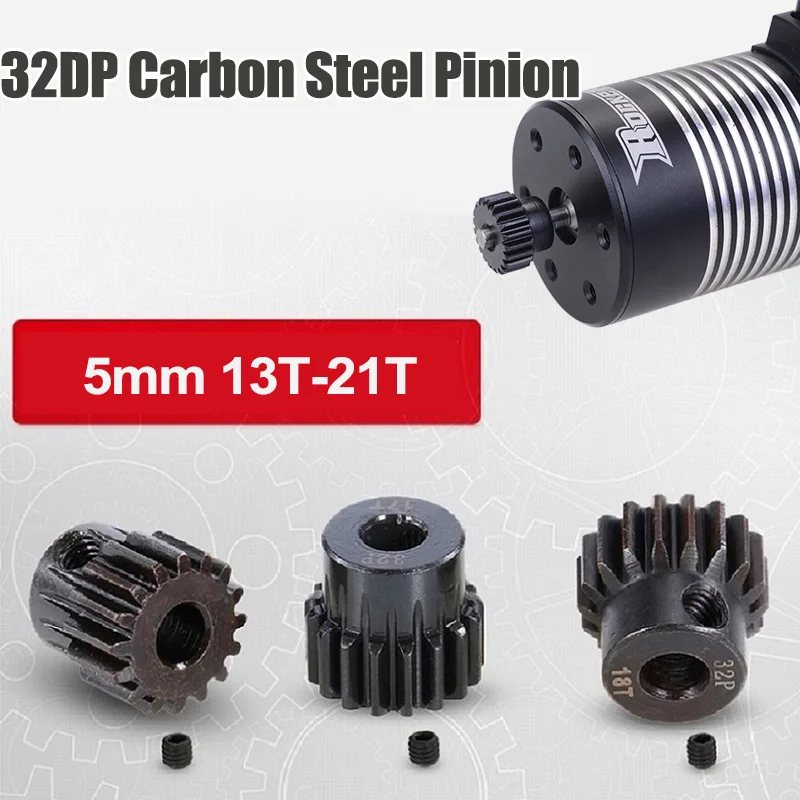 

Surpass Hobby 32DP 5mm 13T 14T 15T 16T 17T 18T 19T 20T 21T Carbon Steel Pinion Metal Motor Gear 2PCS for 1/8 RC Car Model M0.8