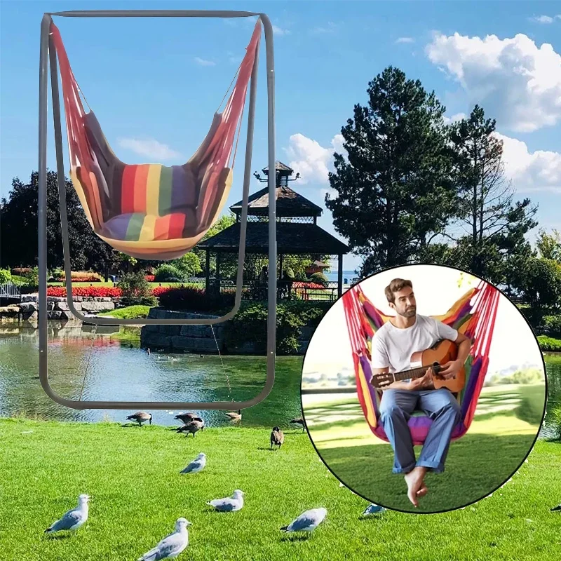 Outdoor Swing Hammock Chair Canvas Leisure Chair No Pillow Or Cushion Dormitory Hammock Swing Rocking Chair With Storage Bag Outdoor Hammock Swing Hammock Swing Chair