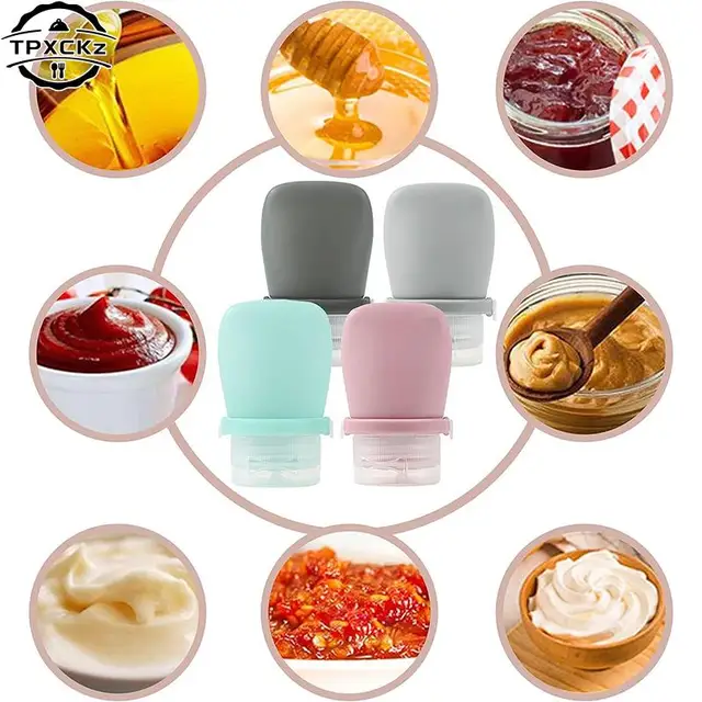 식용 등급 실리콘으로 만들어진 소스 병, 조미료를 손쉽게 짜낼 수 있는 조미료 짜기 병, 뛰어난 밀봉 기능과 붕대로 컵 커버가 단단히 연결되어 누출을 방지