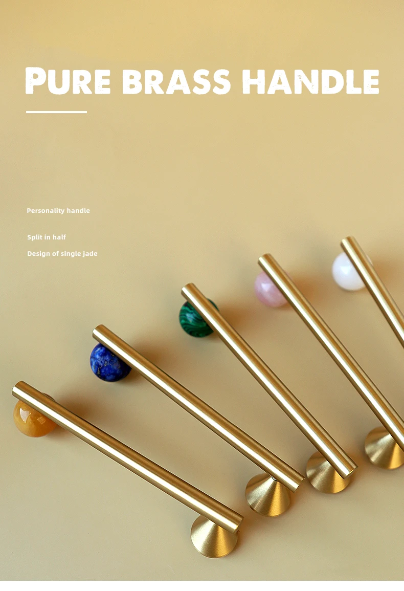 Cristal Natural e Latão Móveis Alças, Maçanetas