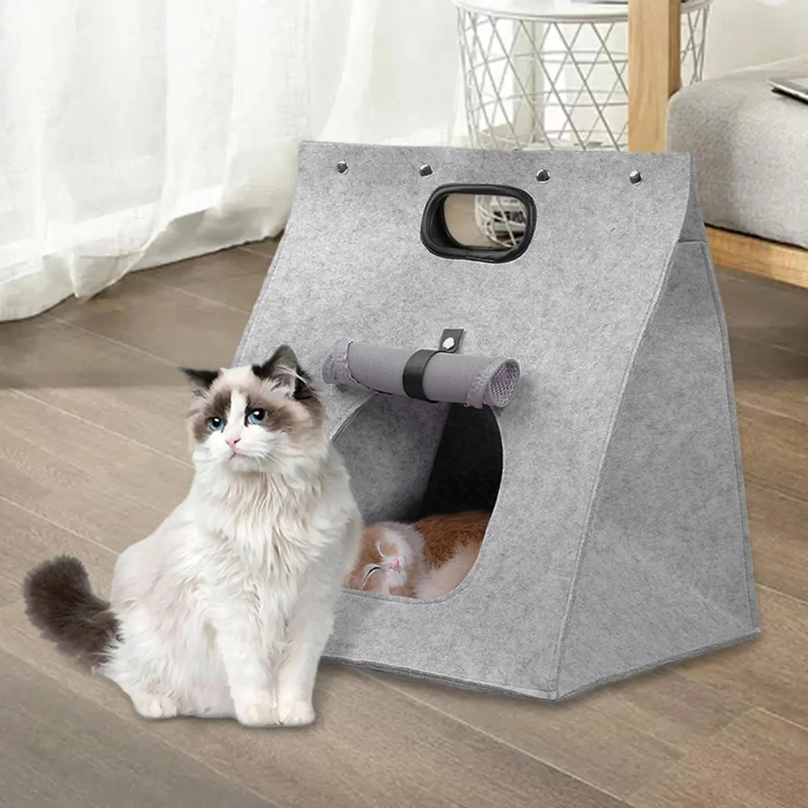 다기능 애완 동물 침대 펠트 강아지 고양이 캐리어 가방, 세탁 가능한 접이식 고..