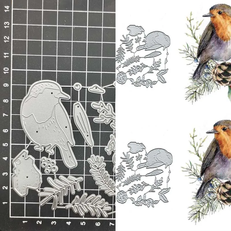 

Metal Cutting Dies Bird Leaves Stencil DIY Scrapbooking Album Paper Card Template Mold Embossing Craft Decoration