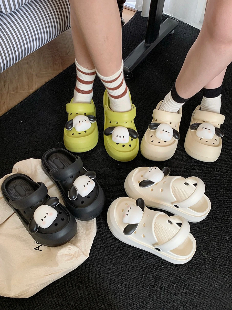 Summer Sandals Man Women Garden Shoes Cute Dog Parent-child Hole Shoes Summer Height Increase Anti Slip Wearing EVA Slippers