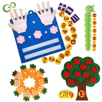 Kids Montessori Toys Felt Finger Number Math Toys Children Learn Hands-on Math Toy Apple Tree Carrot Digital Teaching Aids DDJ 1