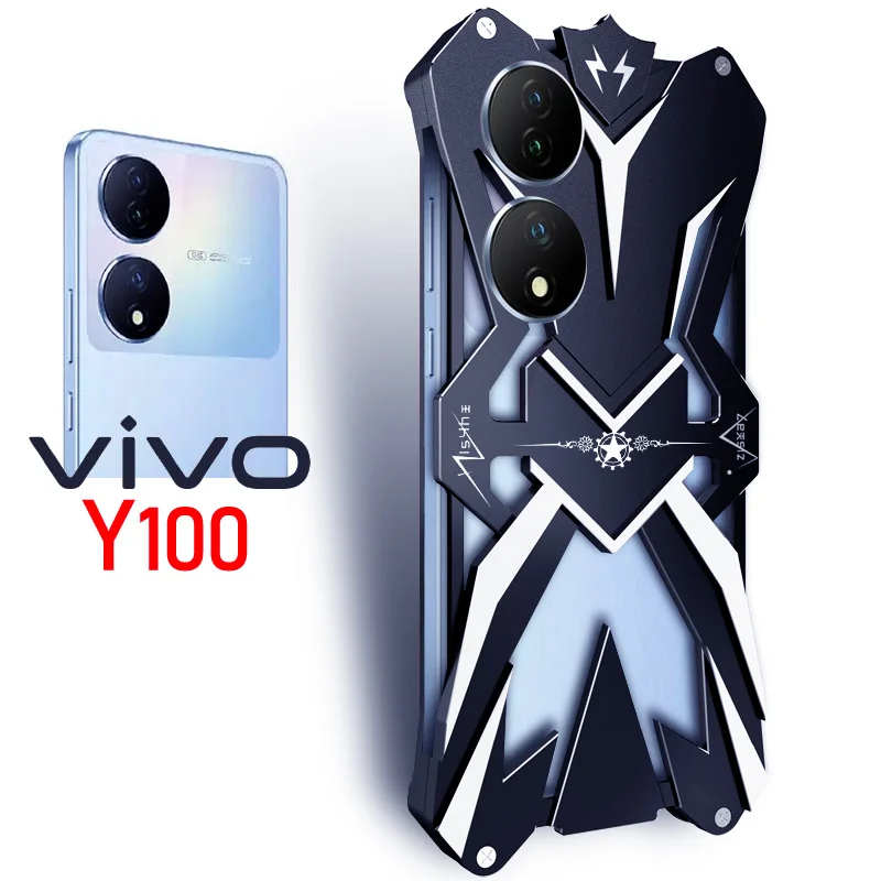 

Роскошный усиленный металлический алюминиевый чехол Zimon Thor для Vivo Y100 Y200 Y77 Y76 Y52s Y73t Y33s, чехол-бампер, чехлы