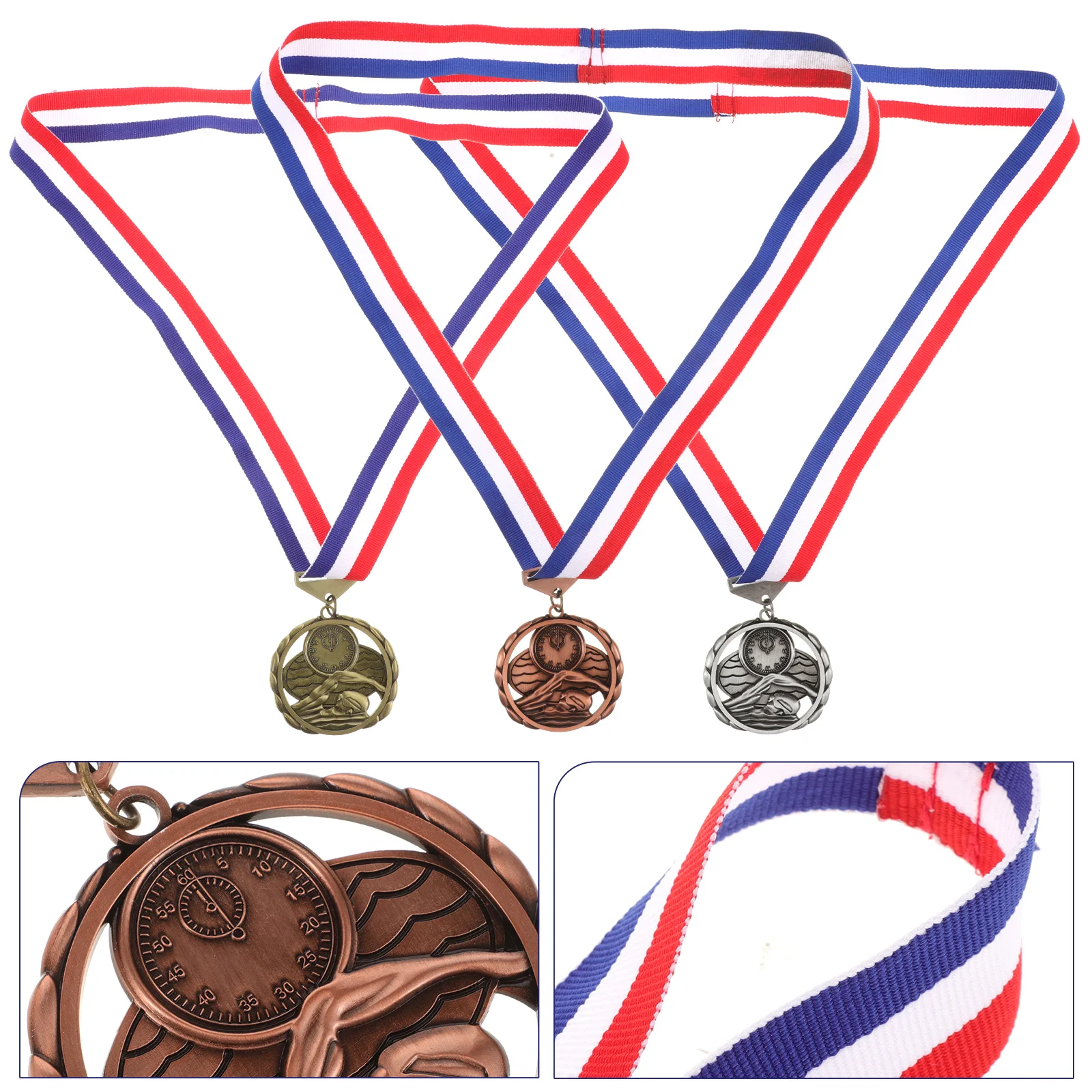 3pcs Hanging Medal With Lanyard Medals Sports Metal Medals Race Metal For Competition Swimming Sports Accessories