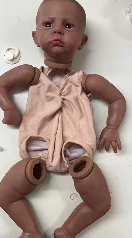 

24Inch Reborn Doll Kit Cameron Painted Black Skin Real Picture Lifelike Many Details Visible Veins Doll Parts with Extra Body