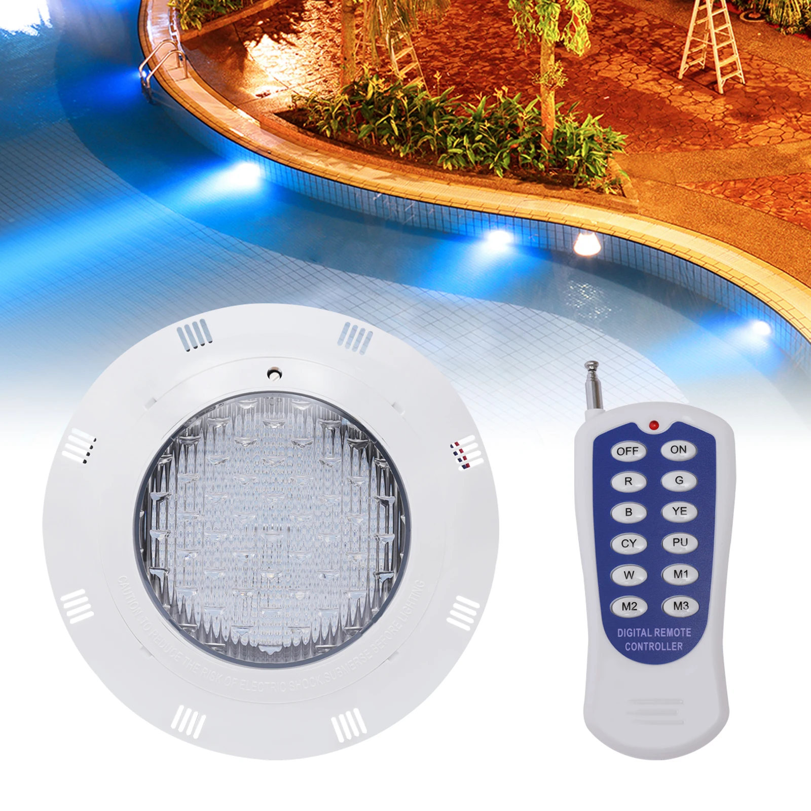 Luce per piscina a LED RGB AC 12V 45W/36W 7 colori Luci per piscina regolabili IP68 Lampada subacquea impermeabile con telecomando - immagine 3