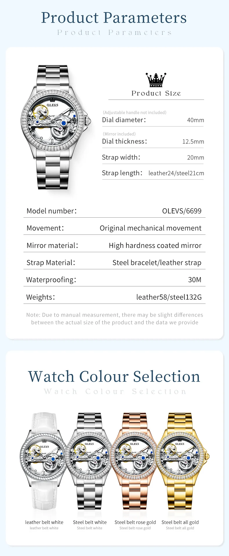 OLEVS Skeleton Automatic Watch for Women with automatic movement, openwork dial, and luminous hands – includes free shipping to Singapore