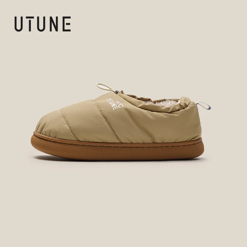 UTUNE Men's Winter Slippers-Waterproof Windproof Non-Slip Indoor/Outdoor Shoes with Drawstring Warm Lining (Size Up 1-2) slippers sandals