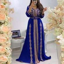 

New Spring Floral Long Skirt Embroidery Fashion Ladies Muslim Clothing Dress Dubai Loog Sleeve Formal Banquet Party Dress 2022