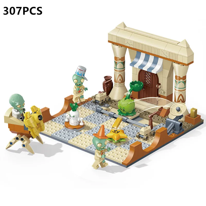 Plants vs. Zombies Brick Castle Suit Scene Building Blocks Toys Vehicle Zombie Car BOSS Pirate Ship Small Particle Puzzle Gifts