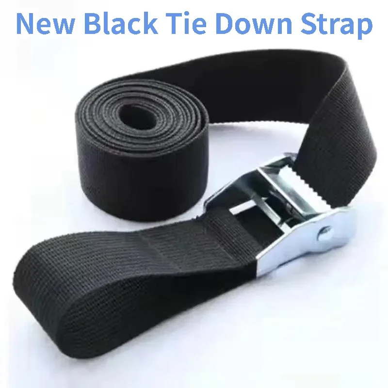 New Black Tie Down Strap Strong Ratchet Belt Luggage Bag Cargo Lashing With Metal Buckle
