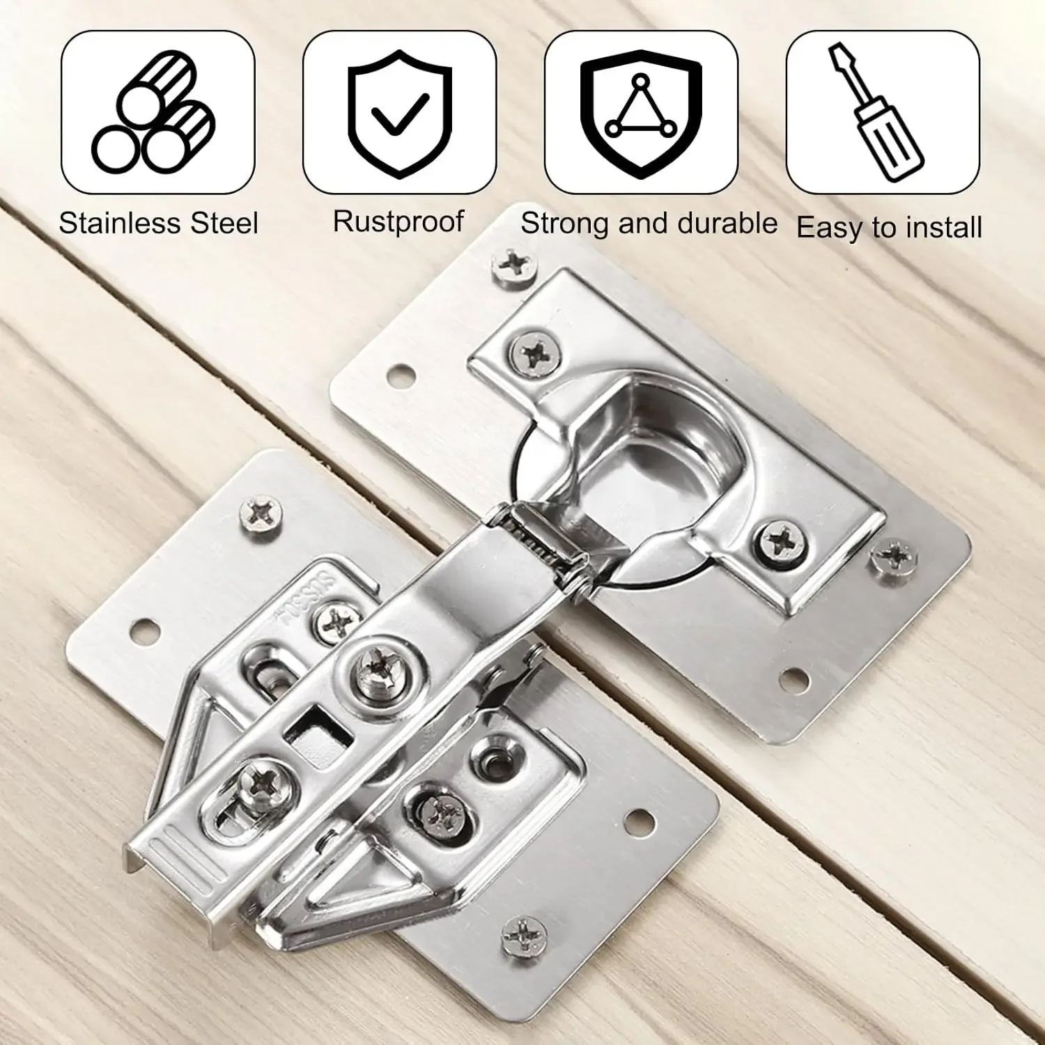 Stainless Steel Hinges Door Hinges Hinge Repair Plates Stainless Steel Hinge Fixing Plates Kit Kitchen Cabinet Cupboard Door Hinge Mounting Repair Plate Furniture Hardware Accessories