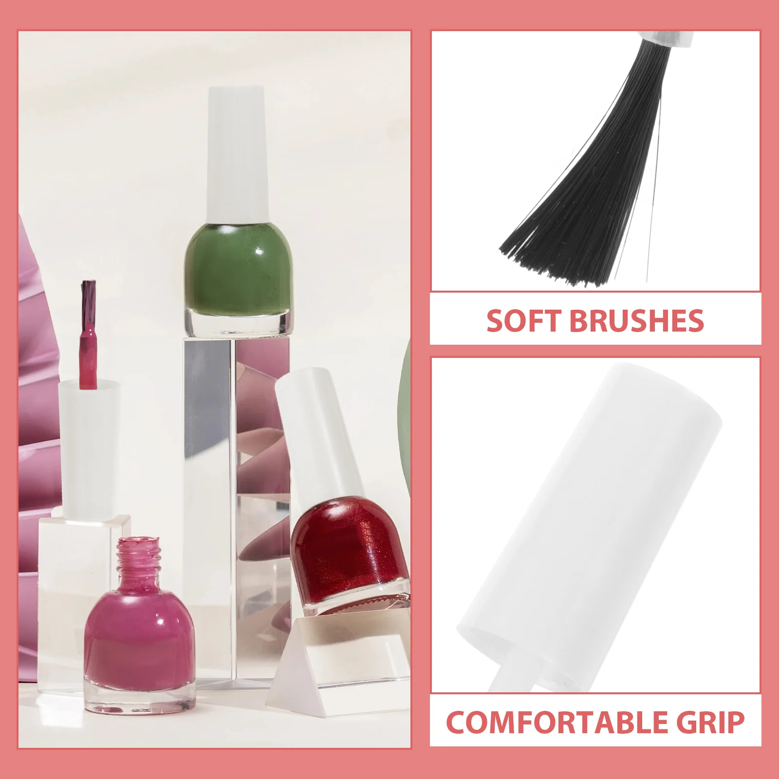 10pcs Nail Polish Brush Replacement Kit Empty Nail Polish Bottle Caps with Brushes DIY Manicure Tools for Gel Liquid and Dip Pow 6