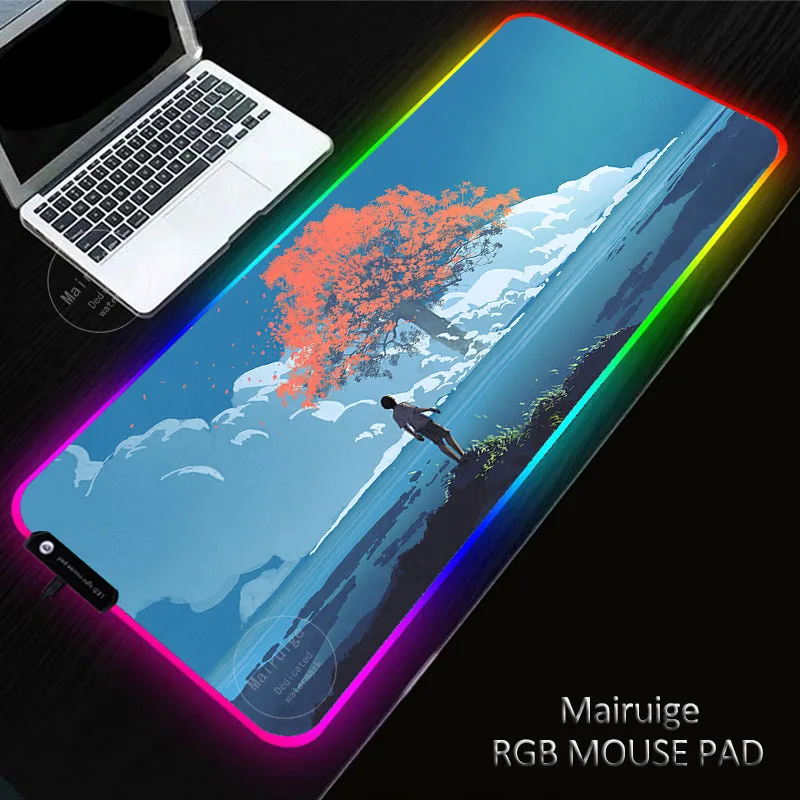 Sakura Landscape Rgb Gaming Pad Rubber Nonslip Laptop Pc Led Gamer 30