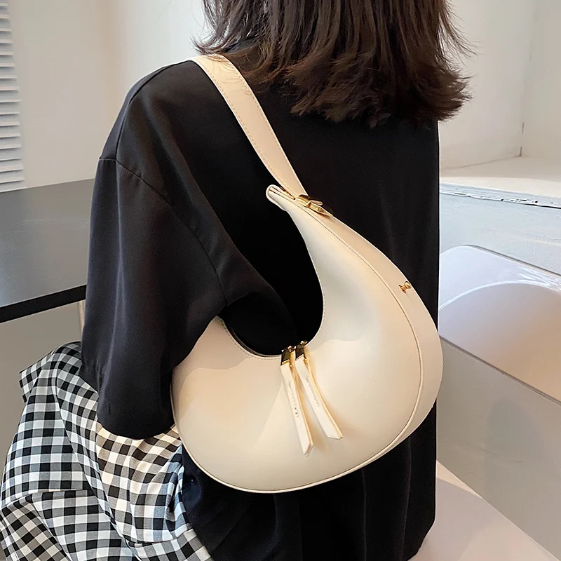 PU Leder Frauen Designer Handtasche Geldbörsen Mode Vintage Brieftasche Doppel-Reißverschluss Halbmond Halbmond Hobos Umhängetaschen_voghion.com