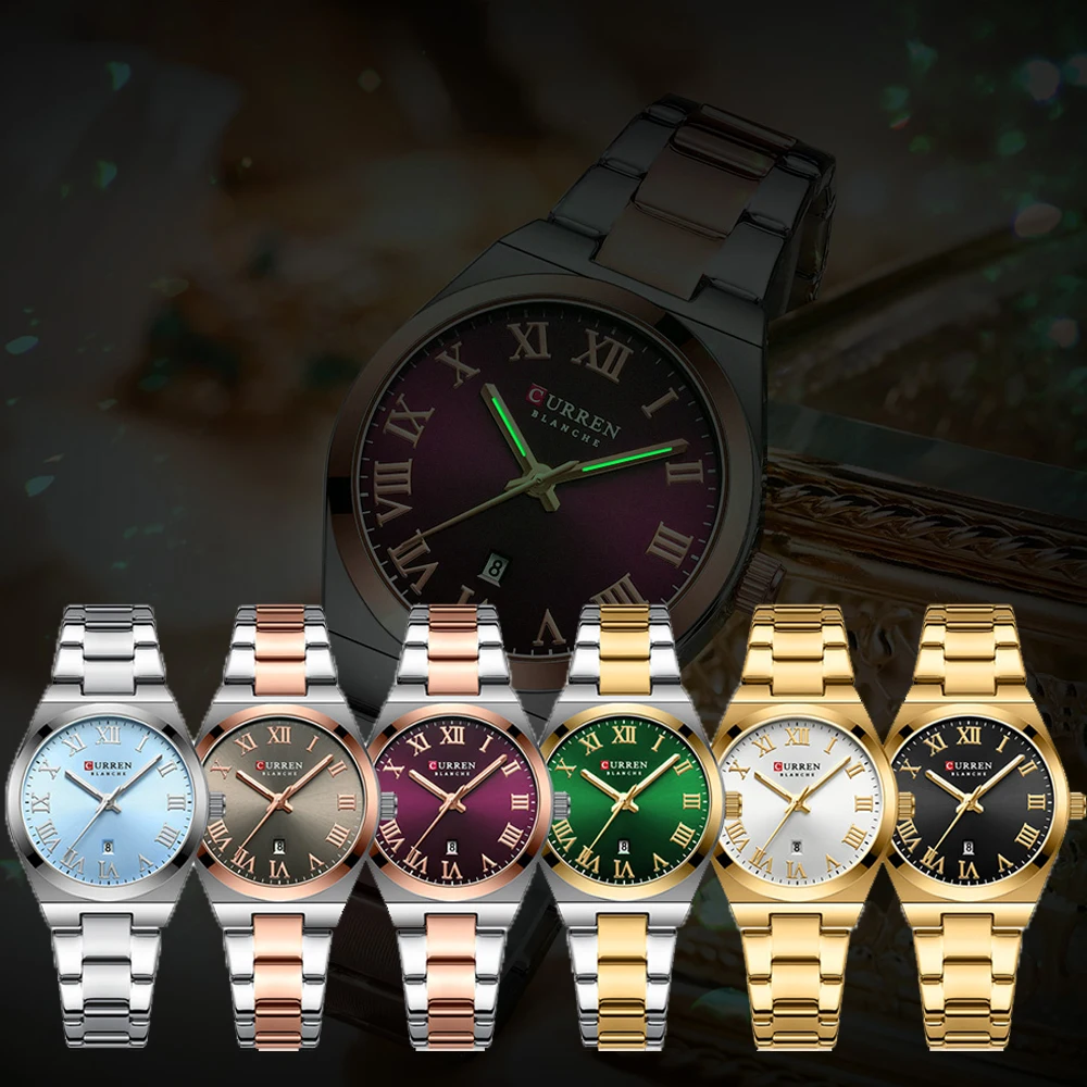 Montres pour femmes, tendance, dorées, en acier inoxydable, étanches, à quartz, cadeau romantique pour petite amie_voghion.com