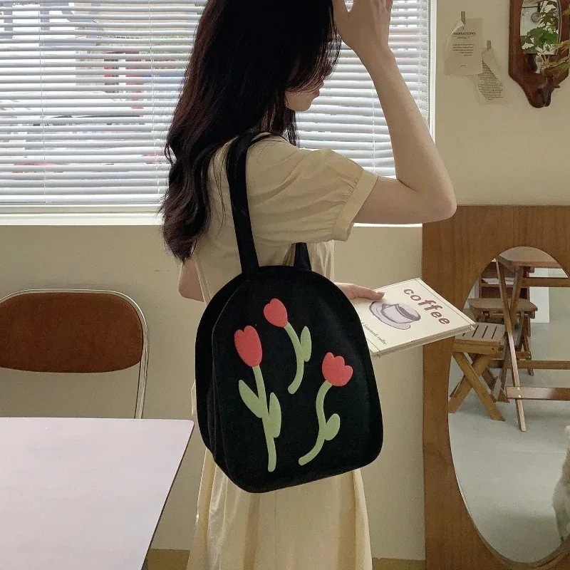 

Женская Холщовая Сумка с принтом «тюльпан»