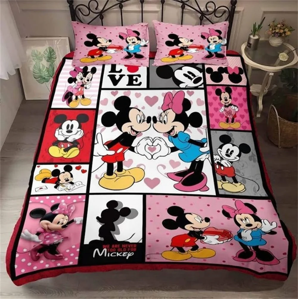 

Kids Cartoon Duvet Cover Disney Mickey Minnie Bedding Set Comforter Cover Single Double King Children Gifts Bedroom Decoration