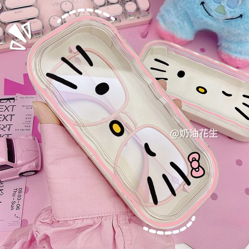 

Hello Kitty Sanrio Anime Kawaii Glasses Storage Box Kuromi Cute Cartoon Girly Heart Glasses Protective Case Gifts for Girls