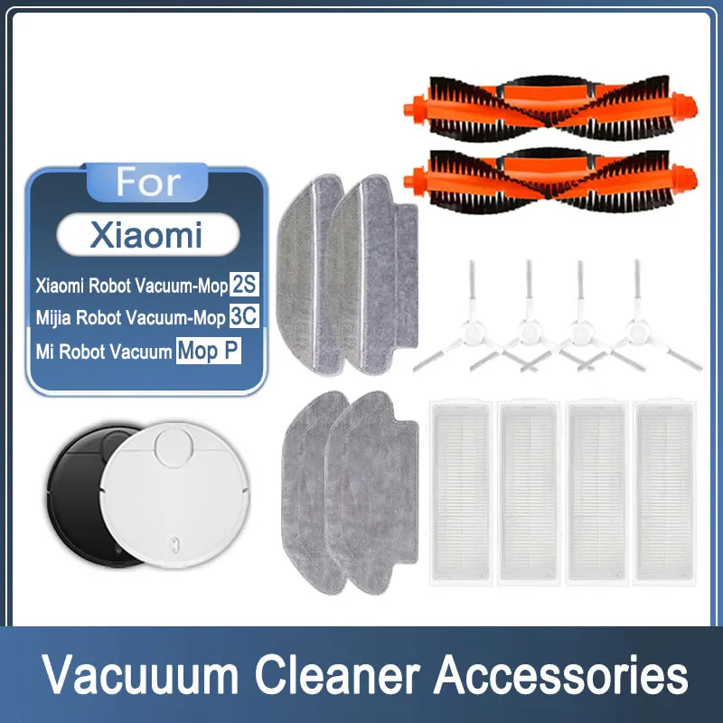 Filtro Hepa,para Xiaomi Mijia Robot Vacuum Mop 2S,3C,Mi Robot Vacuum Mop P Acessórios, panos de esfregão, escova principal, escova lateral, para STYJ02YM, XMSTJQR2S