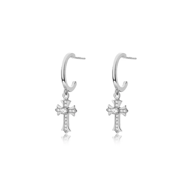 925 Sterling Silver Hypoallergenic Stud Earingings for Sensitive Ears Cross Jewelry Gifts for Girls